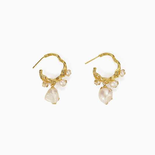 Gold Plated Pearl Beaded Stud Earrings