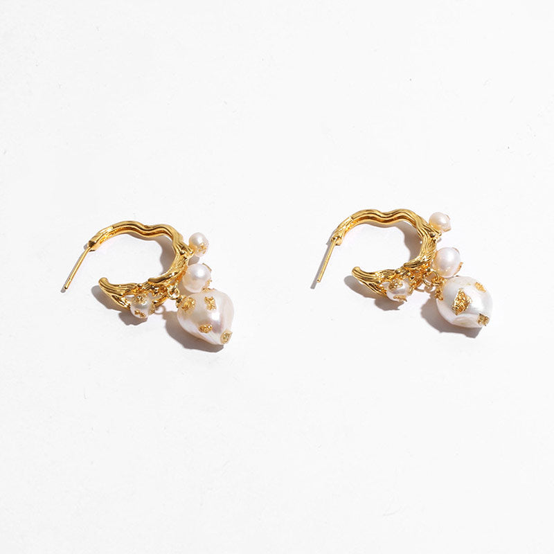 Gold Plated Pearl Beaded Stud Earrings