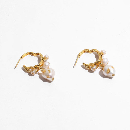 Gold Plated Pearl Beaded Stud Earrings