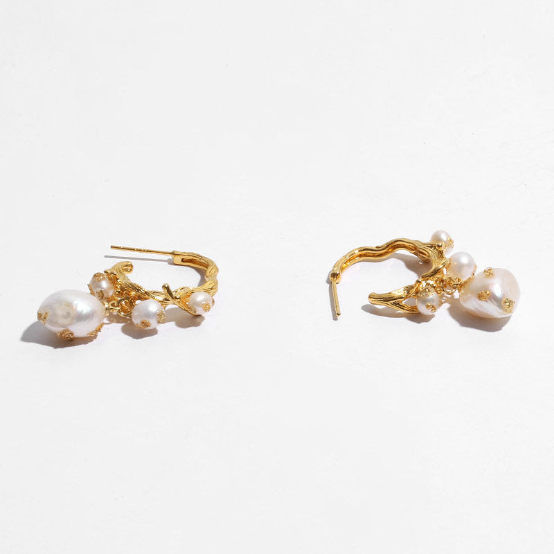 Gold Plated Pearl Beaded Stud Earrings