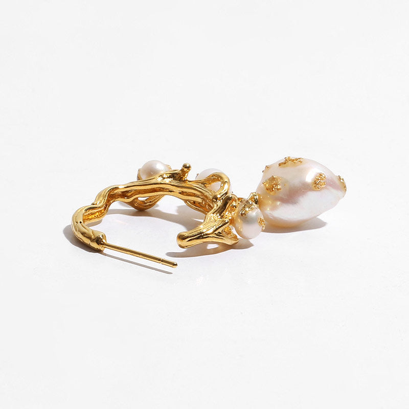 Gold Plated Pearl Beaded Stud Earrings