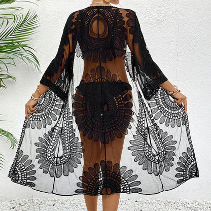 Elegant Lace-Up Beach Smock Cover Up