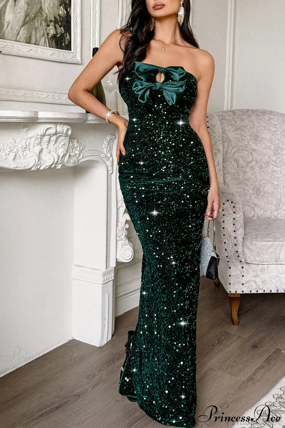 Elegant Strapless Formal Maxi Dress