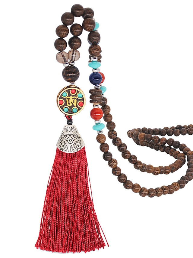 1PC Pendant Necklace Beaded Necklace For Street Gift Prom Wooden Resin Alloy Tassel Precious Blessed for Women
