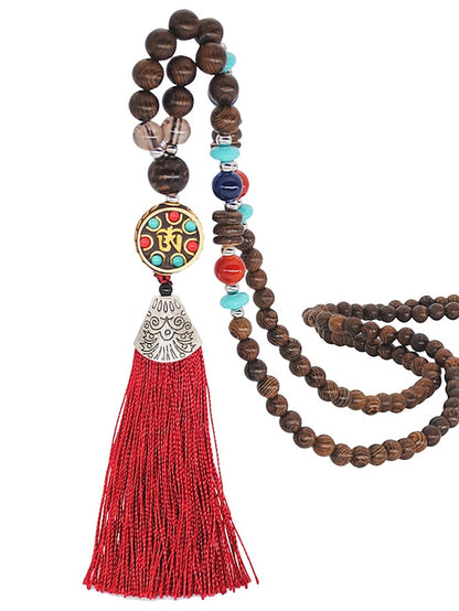 1PC Pendant Necklace Beaded Necklace For Street Gift Prom Wooden Resin Alloy Tassel Precious Blessed for Women