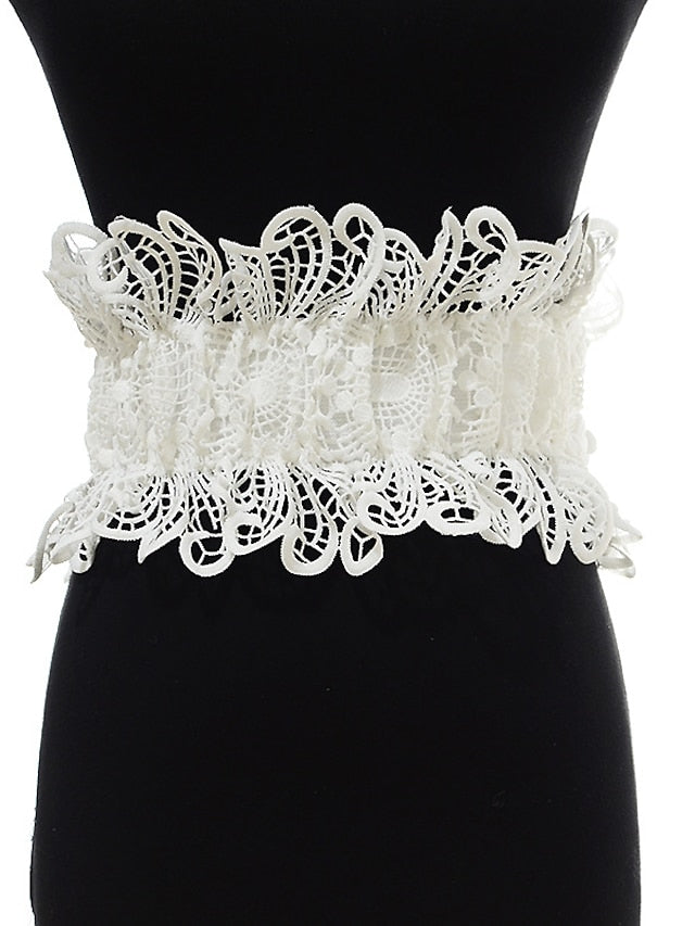 Belt Lace White Black Wide Belt Party Outdoor Street Date Pure Color / Spring / Summer / Fall / Winter for Women
