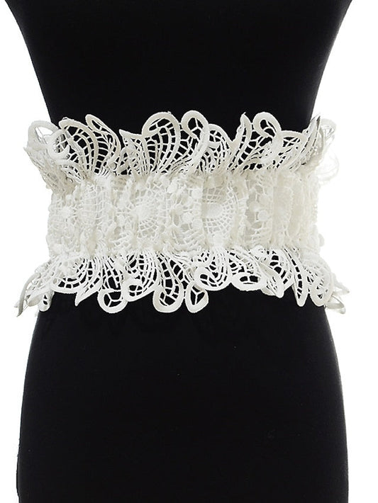 Belt Lace White Black Wide Belt Party Outdoor Street Date Pure Color / Spring / Summer / Fall / Winter for Women