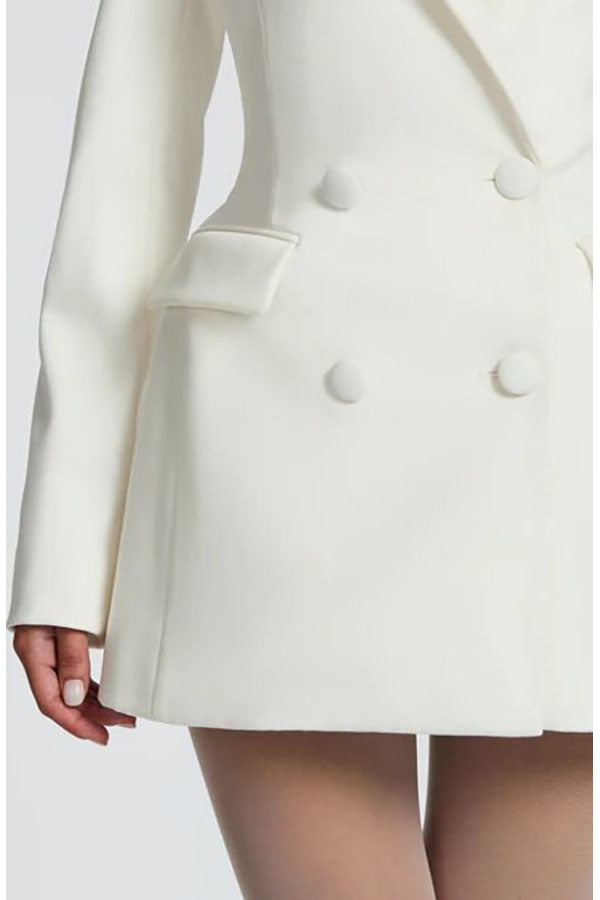 Elvira Double-breasted Long Sleeve Adjustable Back Belt Lapel Blazer Mini Dress