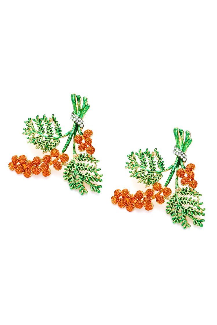 Pendientes de piña roja esmaltada