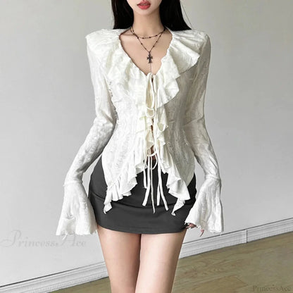 Enchantedcore Frilled Plunging-neck Blouse