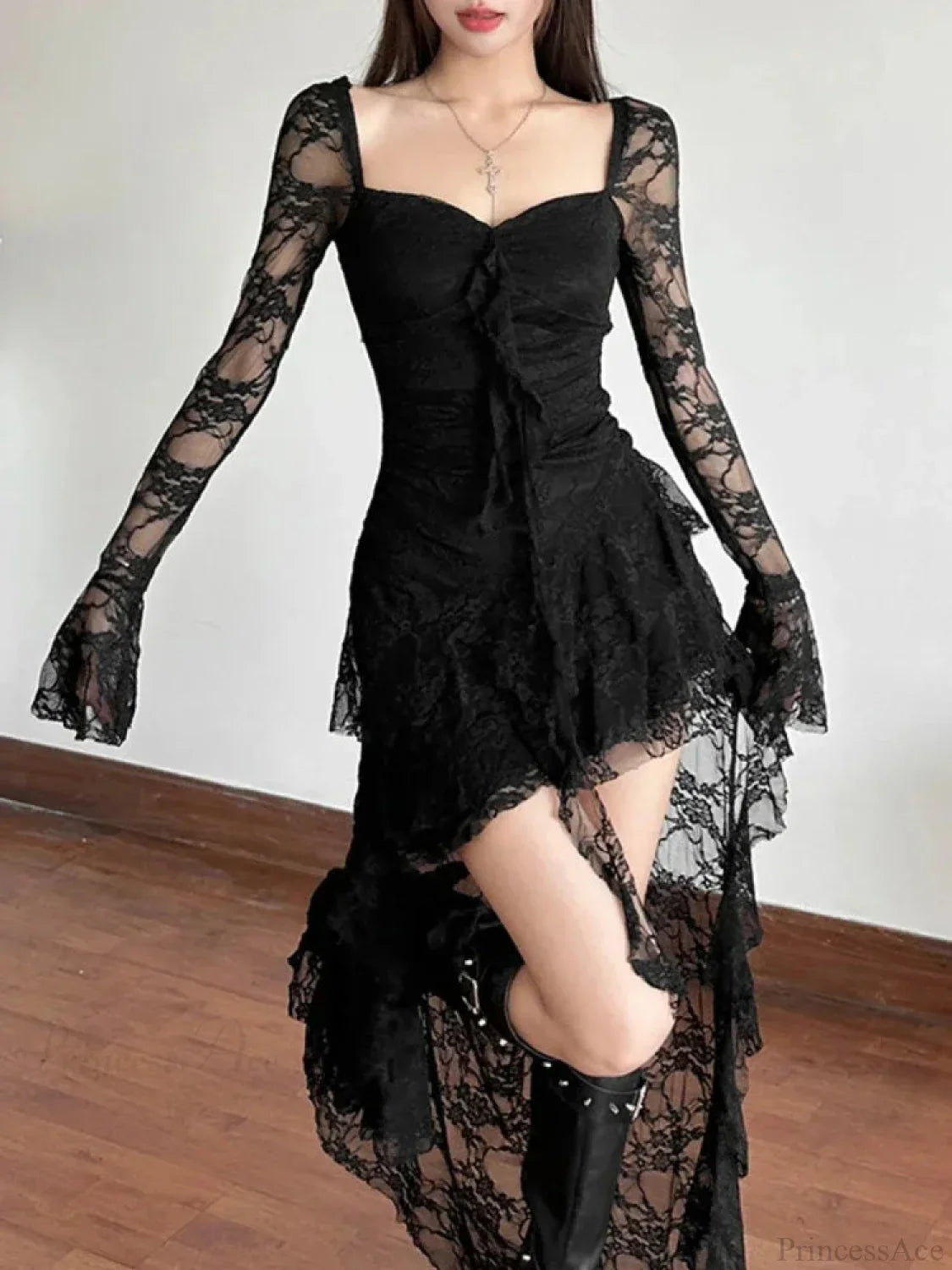 Enchantingcore Transparent Bodice Midi Dress
