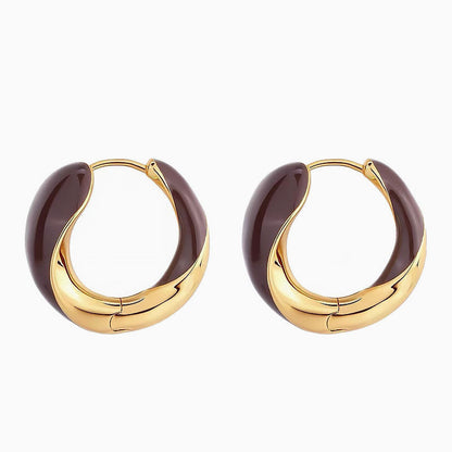 Two Tone Hinged Hoop Earrings in Luxury Metallic Enamel