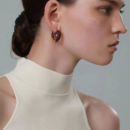 Two Tone Hinged Hoop Earrings in Luxury Metallic Enamel