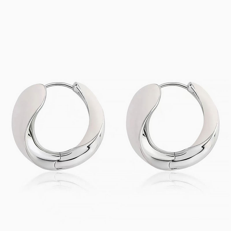 Two Tone Hinged Hoop Earrings in Luxury Metallic Enamel