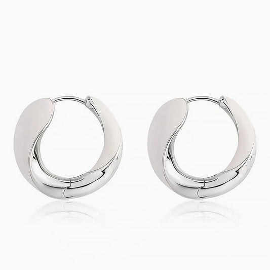 Two Tone Hinged Hoop Earrings in Luxury Metallic Enamel