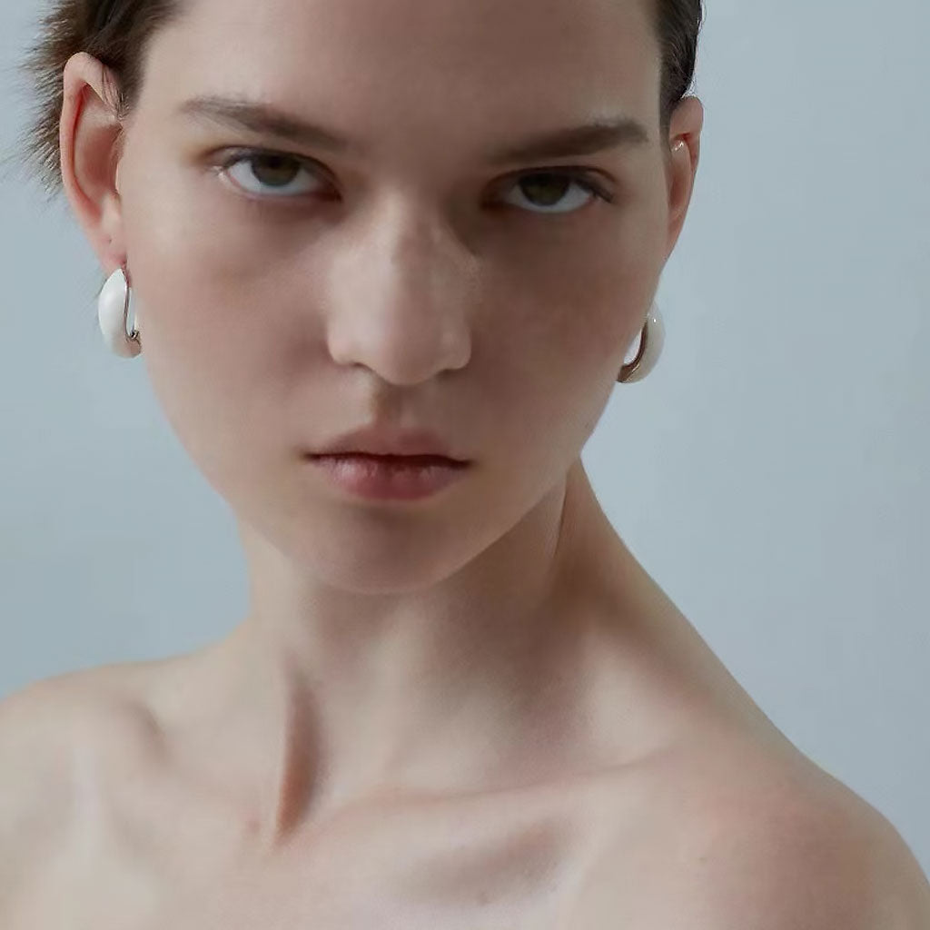 Two Tone Hinged Hoop Earrings in Luxury Metallic Enamel