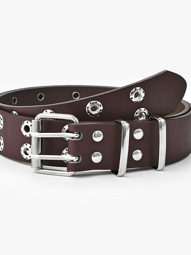 Unisex PU Buckle Belt Wide Belt PU Leather Prong Buckle Eyelet Casual Classic Party Daily White Black Brown Coffee for Women