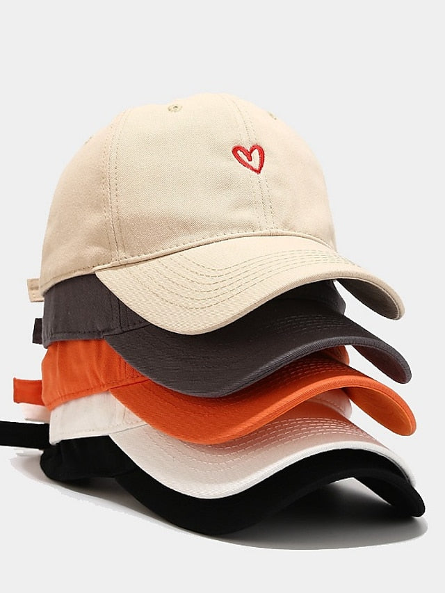 Cotton Baseball Caps Unisex Casual Sunhat Heart Embroidery Man Women Summer Hat Outsport Daily Duck Tongue Cap Couple Sun Visor for Women