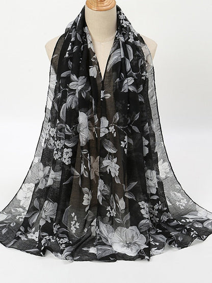 Fashion Women Floral Voile Soft Hijabs Bohemia Casual Scarf Muslim Ladies Printed Thin Shawl 180*70cm for Women