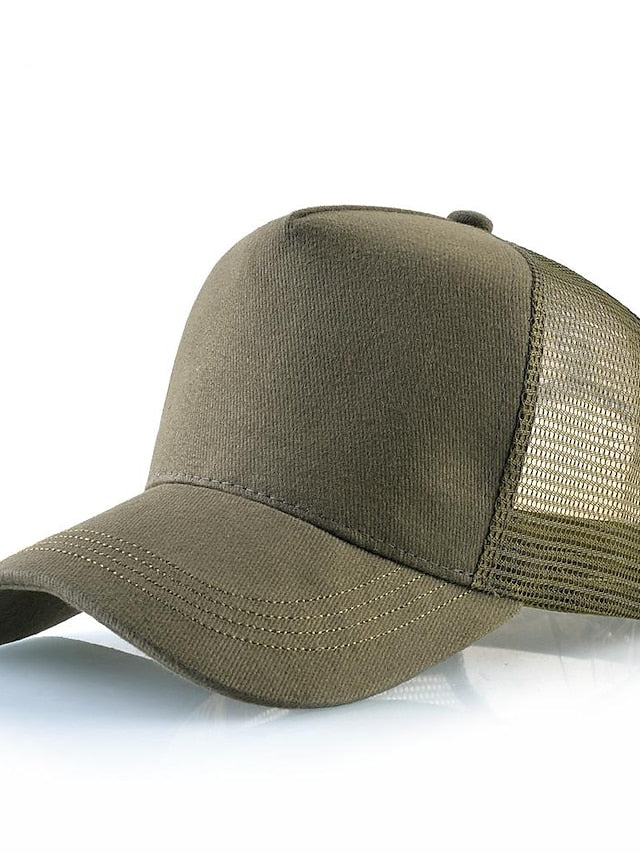 solid color cotton baseball cap european and american retro mesh cap peaked cap trucker hat men's spring and autumn simple tennis cap for Women