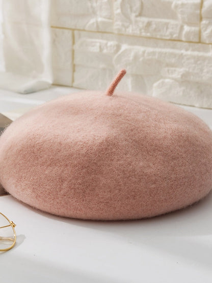 Hat Beret Hat Black Pink Wine Outdoor Street Dailywear Fleece Pure Color Warm Breathable for Women