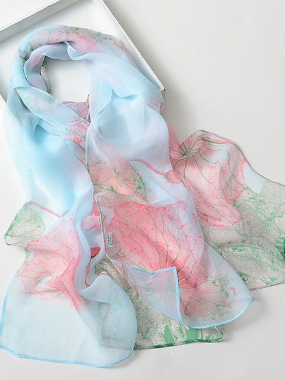 Flower Summer Women Thin Style Scarf Bandana Soft Bandana Female Elegant Shawl Hijab Hairscarves Beach Scarf for Women