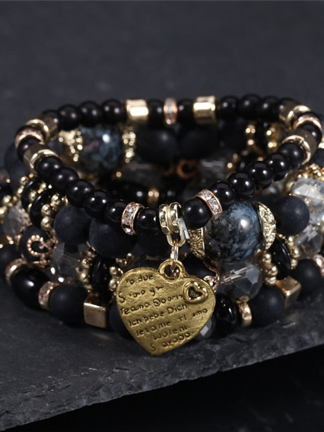 Bracelets Ethnic Style Party Heart Bracelets & Bangles / Imitation Pearl / Black / Red / Fall / Winter for Women