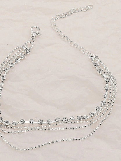 Ankle Bracelet Women's Body Jewelry For Holiday Beach Rhinestone Alloy Silver 1 PC