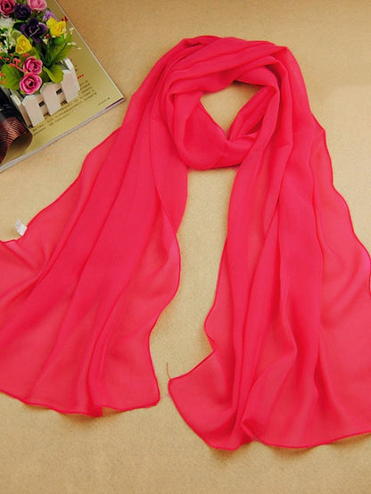 Chiffon Scarf Dailywear Daily Date Red Pink Scarf Pure Color / Basic / Fall / Winter / Spring for Women