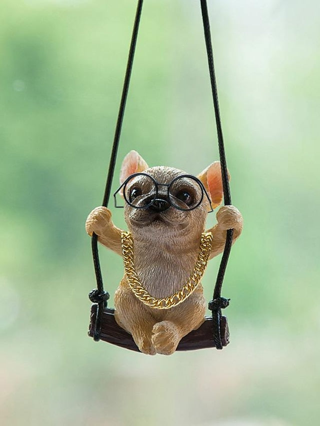 New Car Charm Pendant Swing Pug Pug Dog Car Supplies for Women