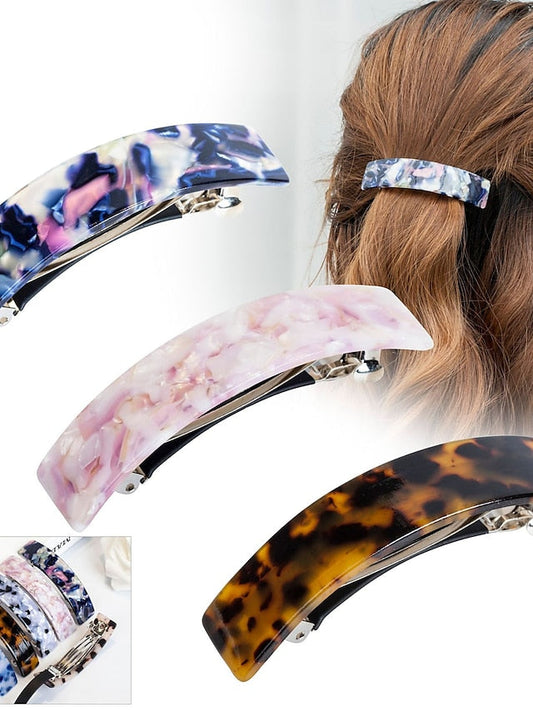 1PC Girls' Hair Clip Large French Barrettes for Women Fine Thick Hair Classic Tortoise Shell Hair Clips Wide Curved Celluloid Ponytail Holder Clamp Fashion Hair Accessories Automatic Clasp for Women