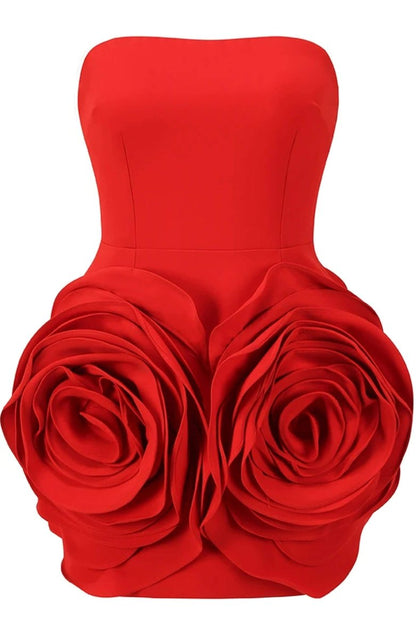 Minivestido sin tirantes con flores de Eudora