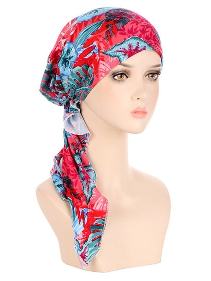 Muslim Printed Hijab Hat Turban Hair Care Cap Indian Beanie Flower Head Wrap Scarf Cover Hair Loss Headwear Bonnet New for Women