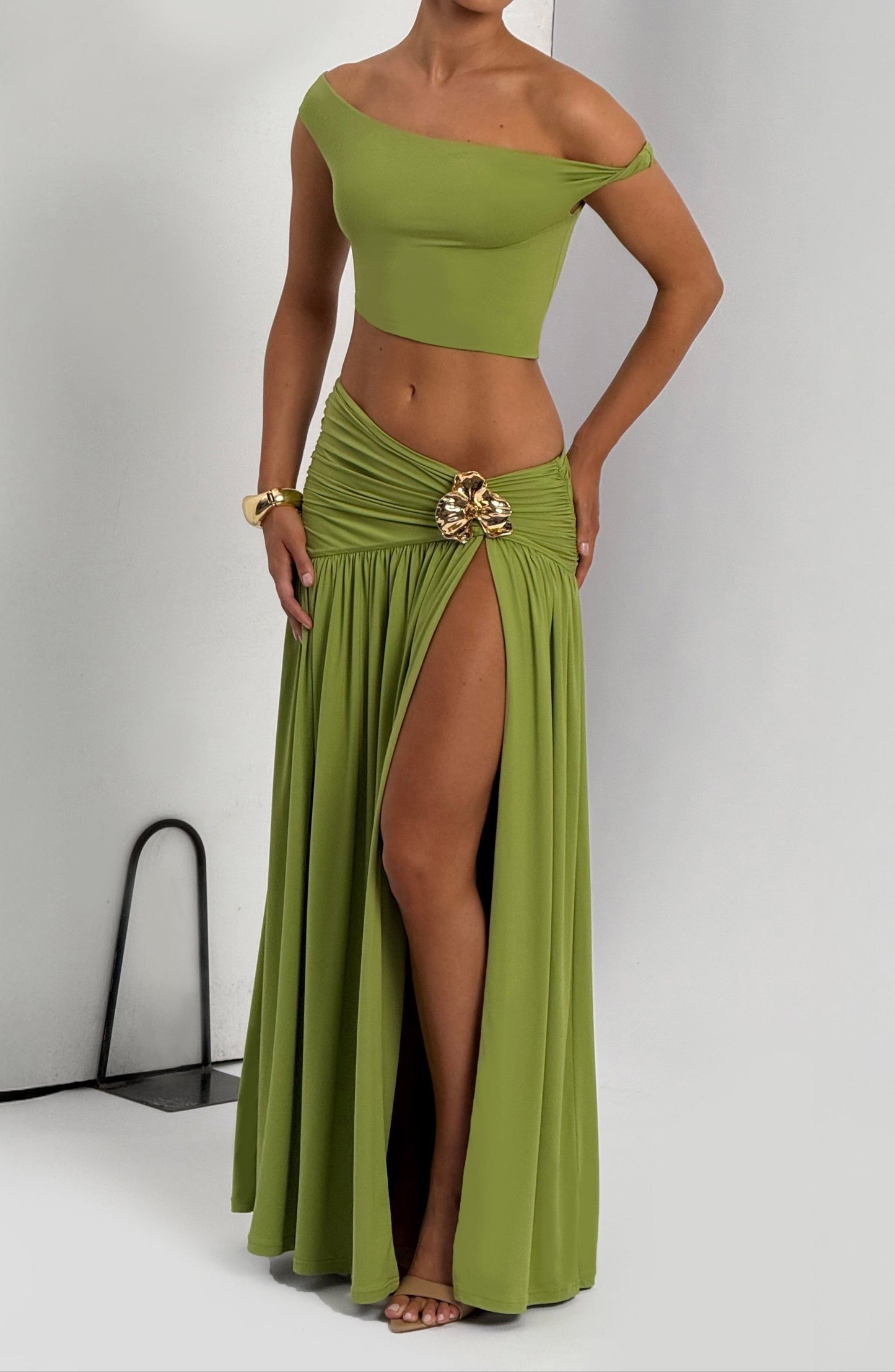 Brunetta Top & Skirt Set - Olive