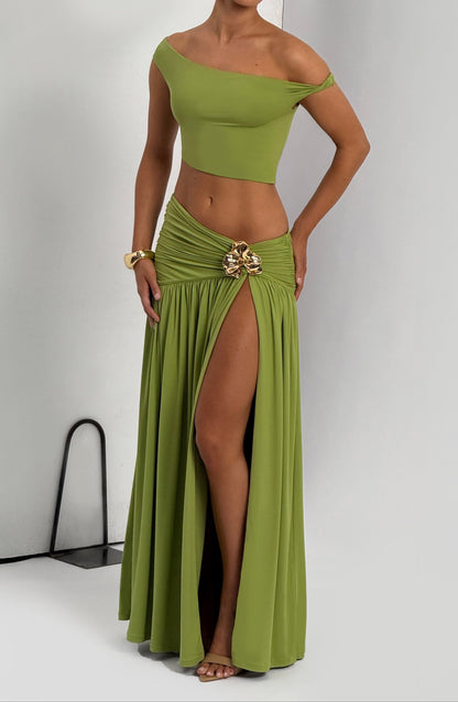 Brunetta Top & Skirt Set - Olive