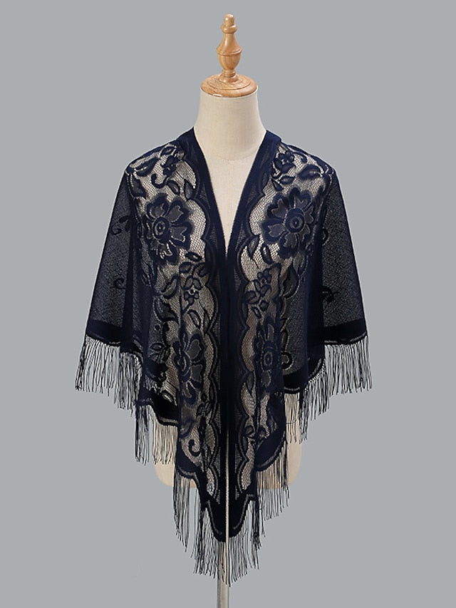 1 PC Solid Color New Spring Summer Breathable Loose Hollow Shawl Women Fashion Tassel Scarf Beach for Travel Vacation for Women