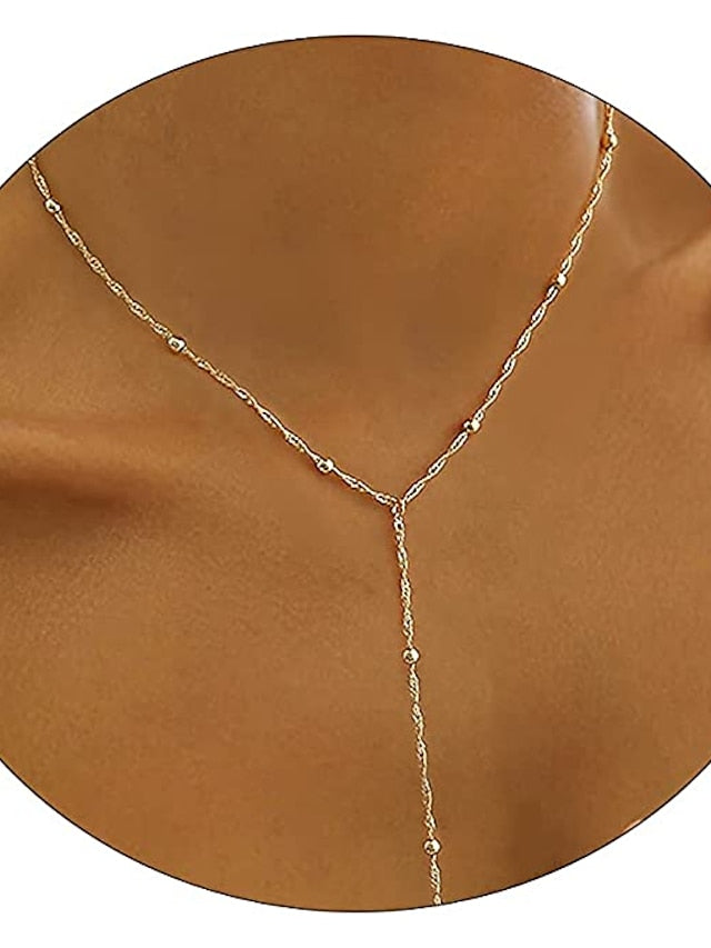 1PC Necklace 14K Gold Plated Zircon Y Lariat Necklaces Long Drop CZ Pendant Y Necklace for Women Dainty Diamond Chain Necklace Fashion Jewelry for Women