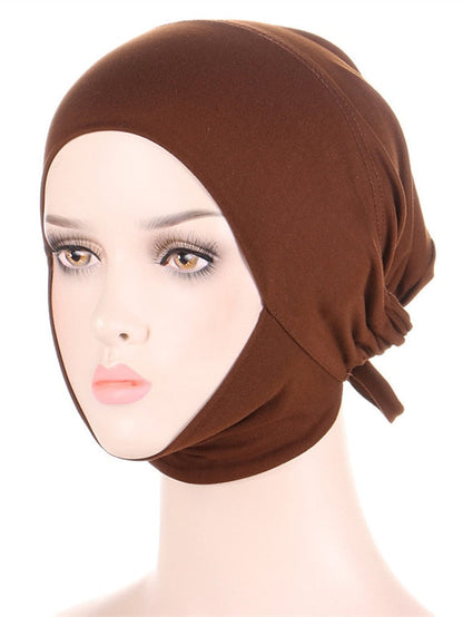 Soft Adjustable Inner Hijab Caps Muslim Stretch Tie Back Jersey Cap Islamic Underscarf Bonnet Female Headscarf Headwrap Arab Turban for Women