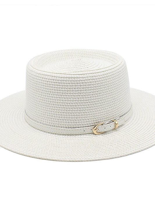 Summer Beach Sun Hats For Women Flat Top Straw Hat Solid Color Outdoor Holiday Visor Caps for Women