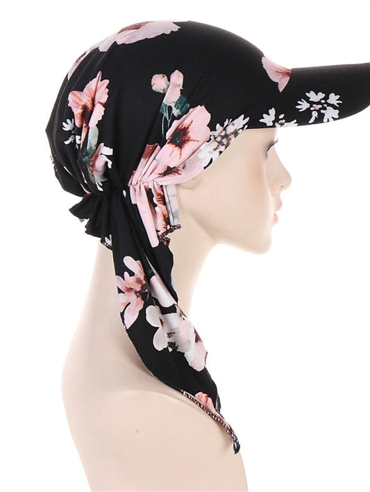 Camouflage Leopard Print Muslim Hijab Turban Hat for Women Girls Baseball Cap Sun Hats Headscarf Scarf Cap Solid Color Fashion Women Soft scarves for Women