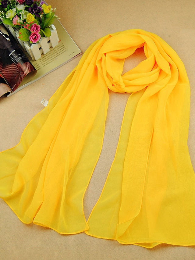 Chiffon Scarf Dailywear Daily Date Red Pink Scarf Pure Color / Basic / Fall / Winter / Spring for Women