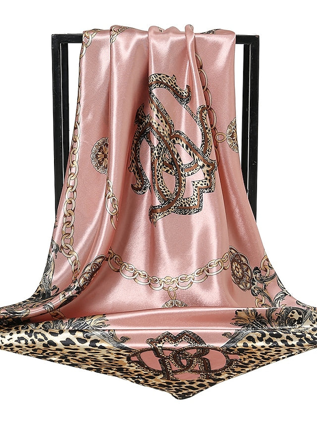 1pcs 90*90cm Square Silk Scarves Women Foulard Head Office Ladies Shawl Wrap Muffler Pareo Bandanna Female Print Hijab Poncho Beach for Women