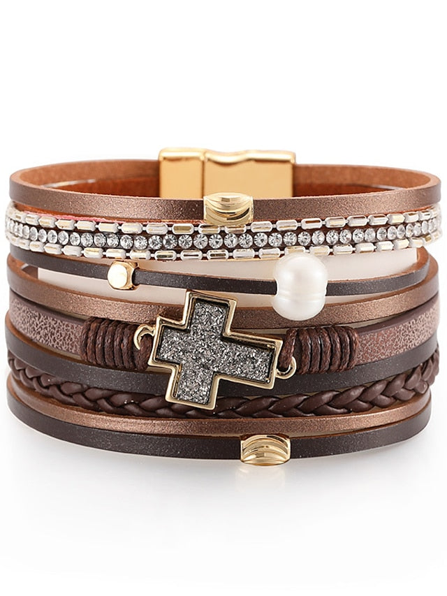 Loom Bracelet Plaited Wrap Cross Weave Bohemian Leather Bracelet Jewelry 1# / 2# / 3# For Beach for Women