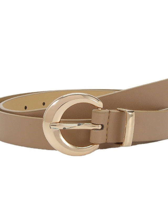 Unisex PU Buckle Belt PU Leather Metal Bucke Plain Casual Classic Party Daily White Black Pink Red for Women