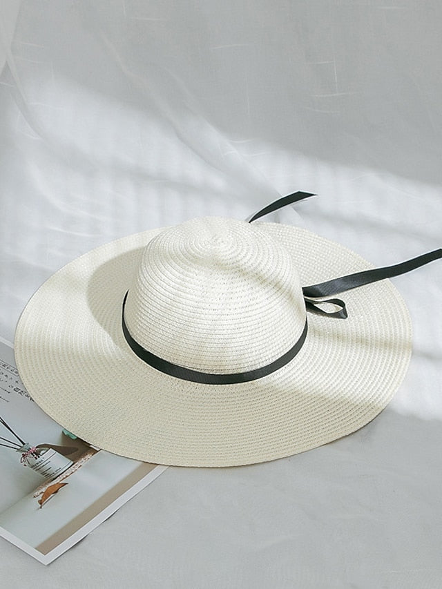 Multi Colors with Black Ribbon Beach Hat Floppy Beach Hats Personalized Beach Hat Friend Gift Summer Sun Hat for Women