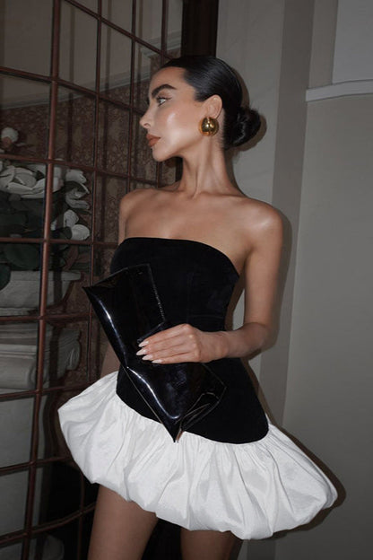 Fall Chic Elegant Strapless Peplum Mini Party Dress