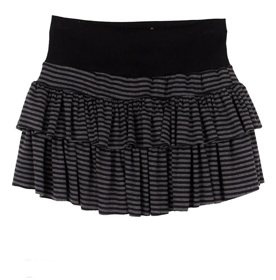 Y2K Low-Rise Contrast Striped Midi Skirt