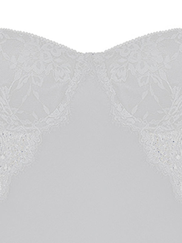 White See Through Lace Splice Slim Corset Top