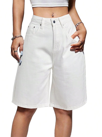 Women's Denim Shorts Mid-Low Waist Jean
