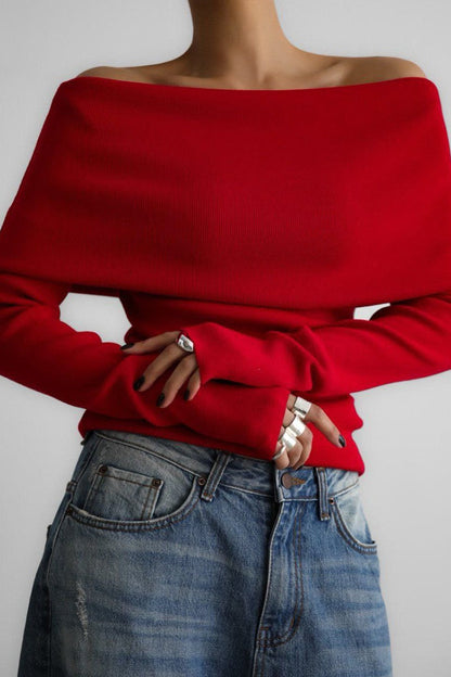 One Shoulder Fitted Knit Sweater